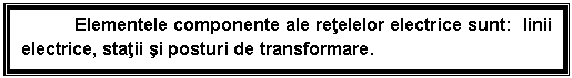 Text Box: Elementele componente ale retelelor electrice sunt: linii electrice, statii si posturi de transformare.