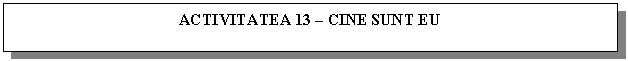 Text Box: ACTIVITATEA 13 - CINE SUNT EU 