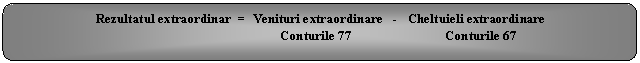 Rounded Rectangle: Rezultatul extraordinar = Venituri extraordinare - Cheltuieli extraordinare
 Conturile 77 Conturile 67
