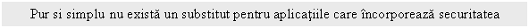 Text Box: Pur si simplu nu exista un substitut pentru aplicatiile care incorporeaza securitatea